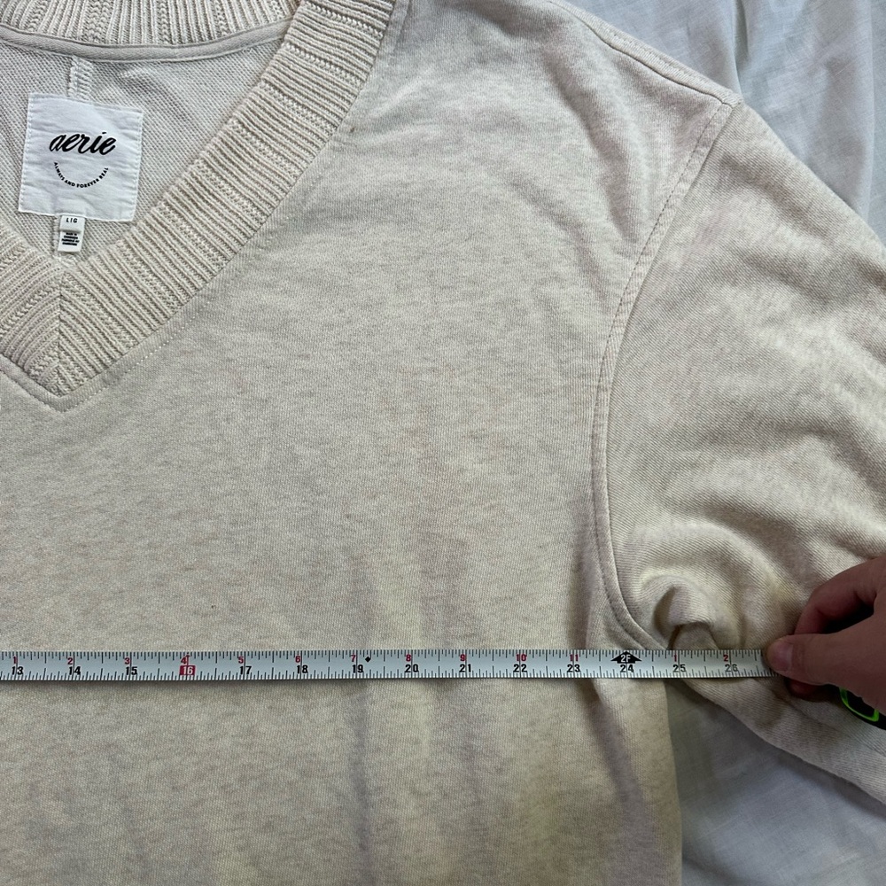 Aerie Soft Cream V-Neck Pullover - Picture 7 of 9